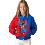 customized kansas jayhawks stitch laughing blue varsity jacket best selling
