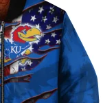 customized kansas jayhawks usa flag claws blue bomber jacket best selling