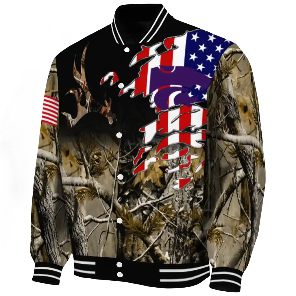 customized kansas state wildcats patriot deer camouflage varsity jacket best selling customized kansas state wildcats patriot deer camouflage varsity jacket best selling