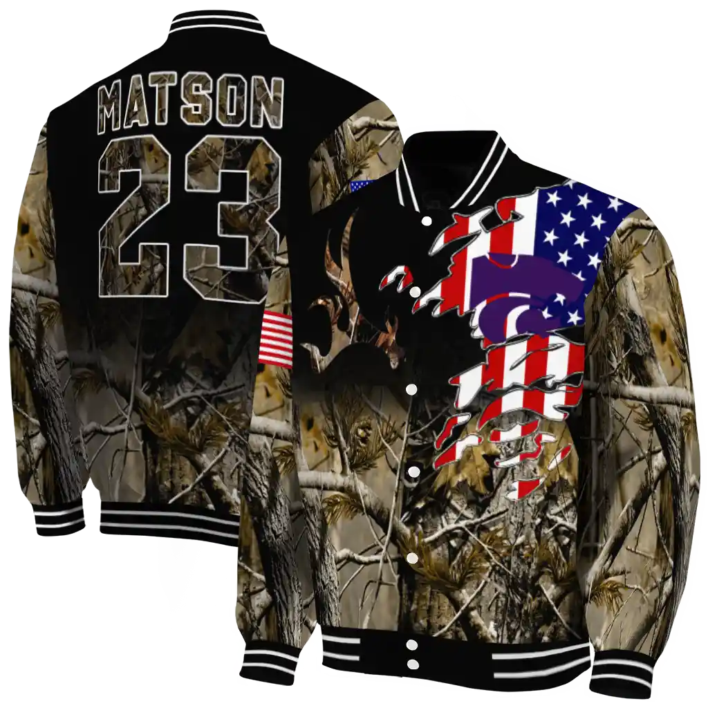 customized kansas state wildcats patriot deer camouflage varsity jacket fashion forward customized kansas state wildcats patriot deer camouflage varsity jacket fashion forward