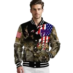 customized kansas state wildcats patriot deer camouflage varsity jacket best selling