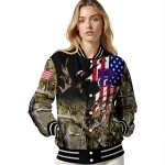 customized kansas state wildcats patriot deer camouflage varsity jacket best selling