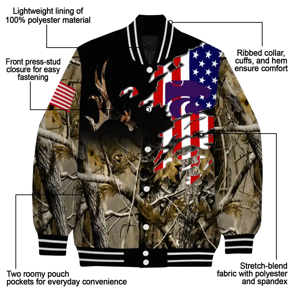 customized kansas state wildcats patriot deer camouflage varsity jacket new arrival customized kansas state wildcats patriot deer camouflage varsity jacket new arrival