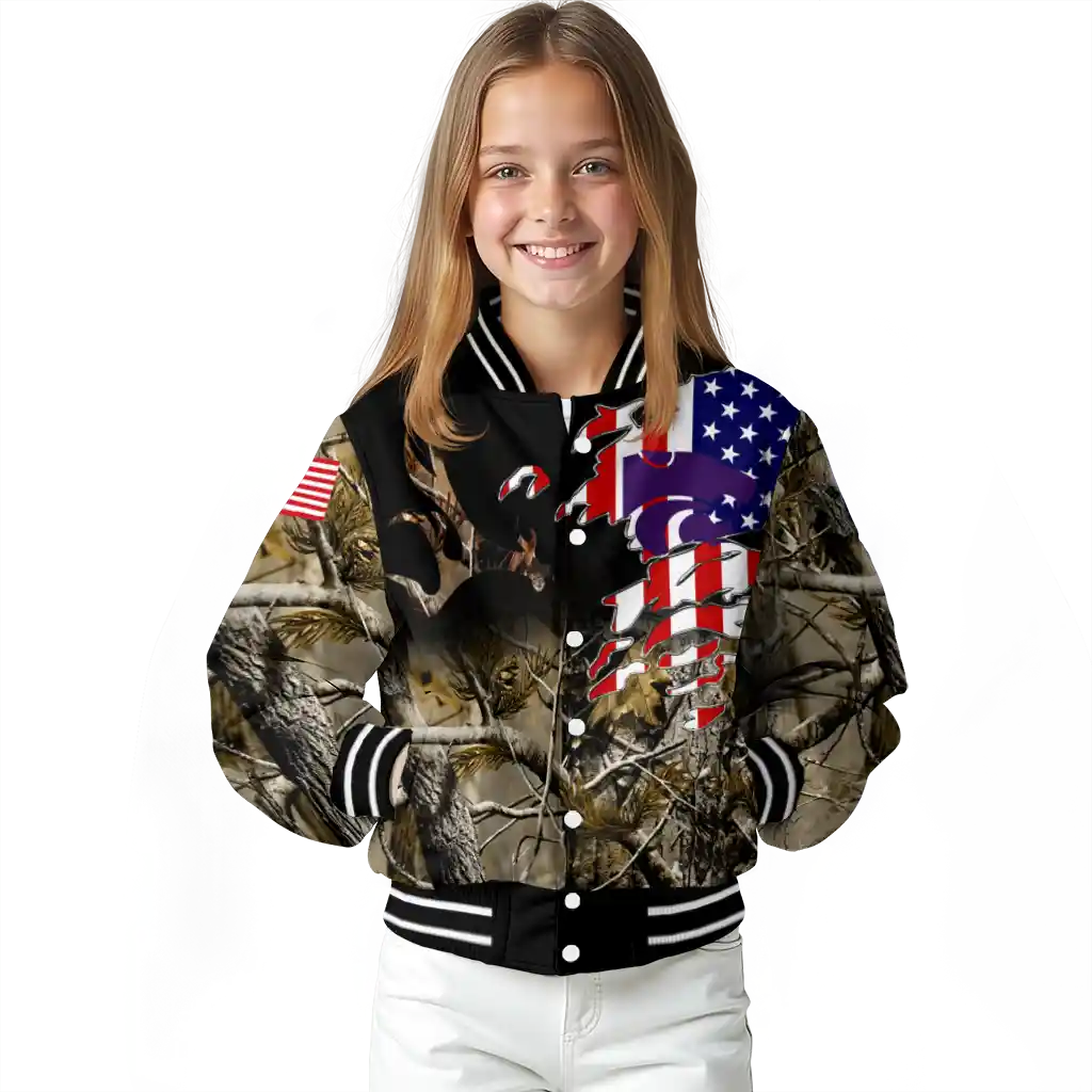 customized kansas state wildcats patriot deer camouflage varsity jacket top rated customized kansas state wildcats patriot deer camouflage varsity jacket top rated