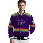 customized kansas state wildcats rainbow jersey number purple varsity jacket best selling
