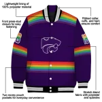 customized kansas state wildcats rainbow jersey number purple varsity jacket best selling
