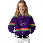 customized kansas state wildcats rainbow jersey number purple varsity jacket best selling