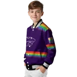 customized kansas state wildcats rainbow jersey number purple varsity jacket best selling