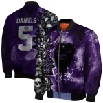 customized kansas state wildcats skull cluster purple bomber jacket best selling