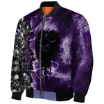 customized kansas state wildcats skull cluster purple bomber jacket best selling