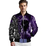 customized kansas state wildcats skull cluster purple bomber jacket best selling