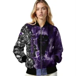 customized kansas state wildcats skull cluster purple bomber jacket best selling