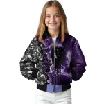 customized kansas state wildcats skull cluster purple bomber jacket best selling