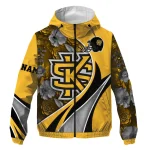 customized kennesaw state owls blossoms helmet gold windbreaker jacket best selling