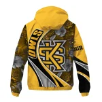 customized kennesaw state owls blossoms helmet gold windbreaker jacket best selling