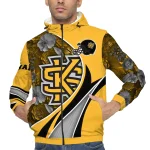 customized kennesaw state owls blossoms helmet gold windbreaker jacket best selling