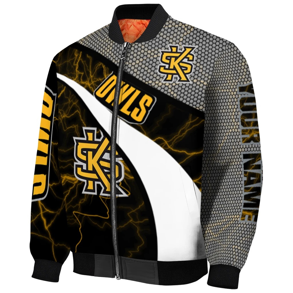 customized kennesaw state owls electric flash gold bomber jacket fashion forward customized kennesaw state owls electric flash gold bomber jacket fashion forward