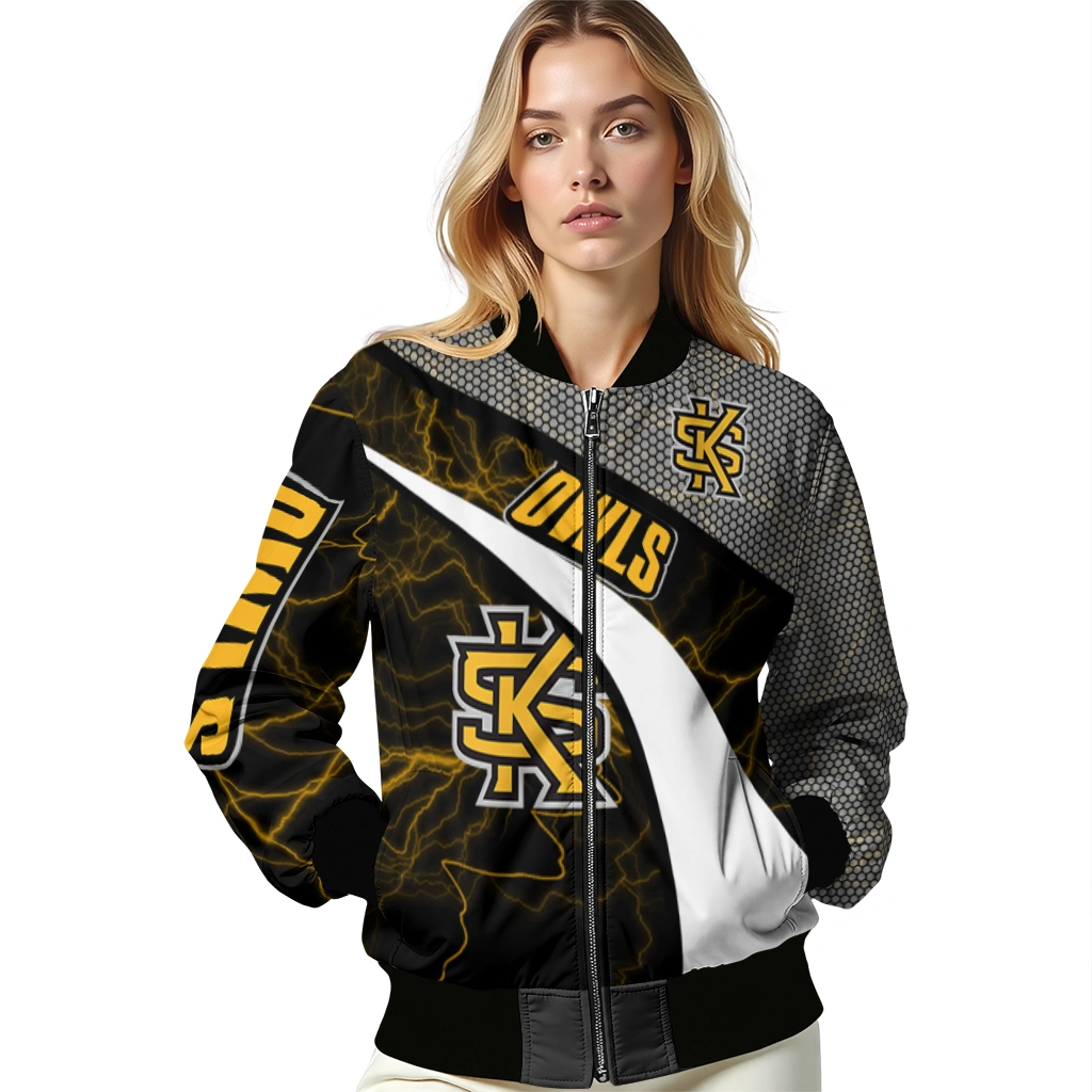 customized kennesaw state owls electric flash gold bomber jacket latest model customized kennesaw state owls electric flash gold bomber jacket latest model