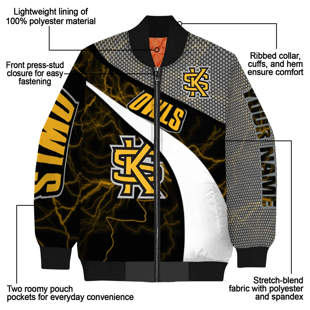 customized kennesaw state owls electric flash gold bomber jacket new arrival customized kennesaw state owls electric flash gold bomber jacket new arrival