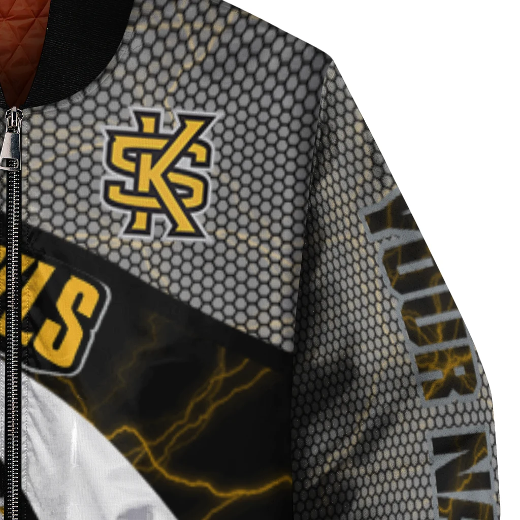 customized kennesaw state owls electric flash gold bomber jacket premium grade customized kennesaw state owls electric flash gold bomber jacket premium grade