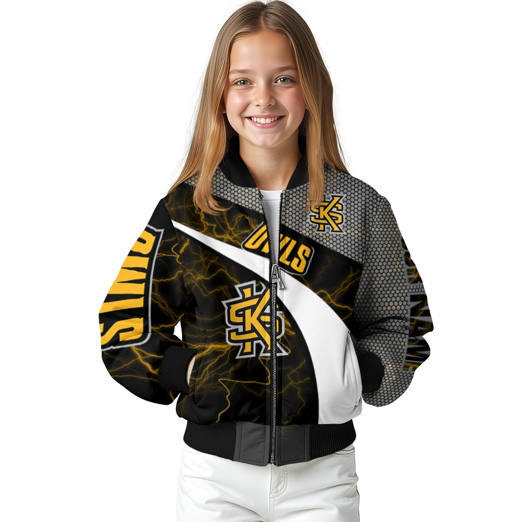 customized kennesaw state owls electric flash gold bomber jacket top rated customized kennesaw state owls electric flash gold bomber jacket top rated
