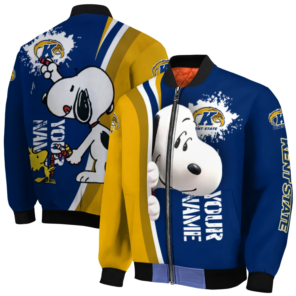 customized kent state golden flashes snoopy head navy blue bomber jacket best selling customized kent state golden flashes snoopy head navy blue bomber jacket best selling