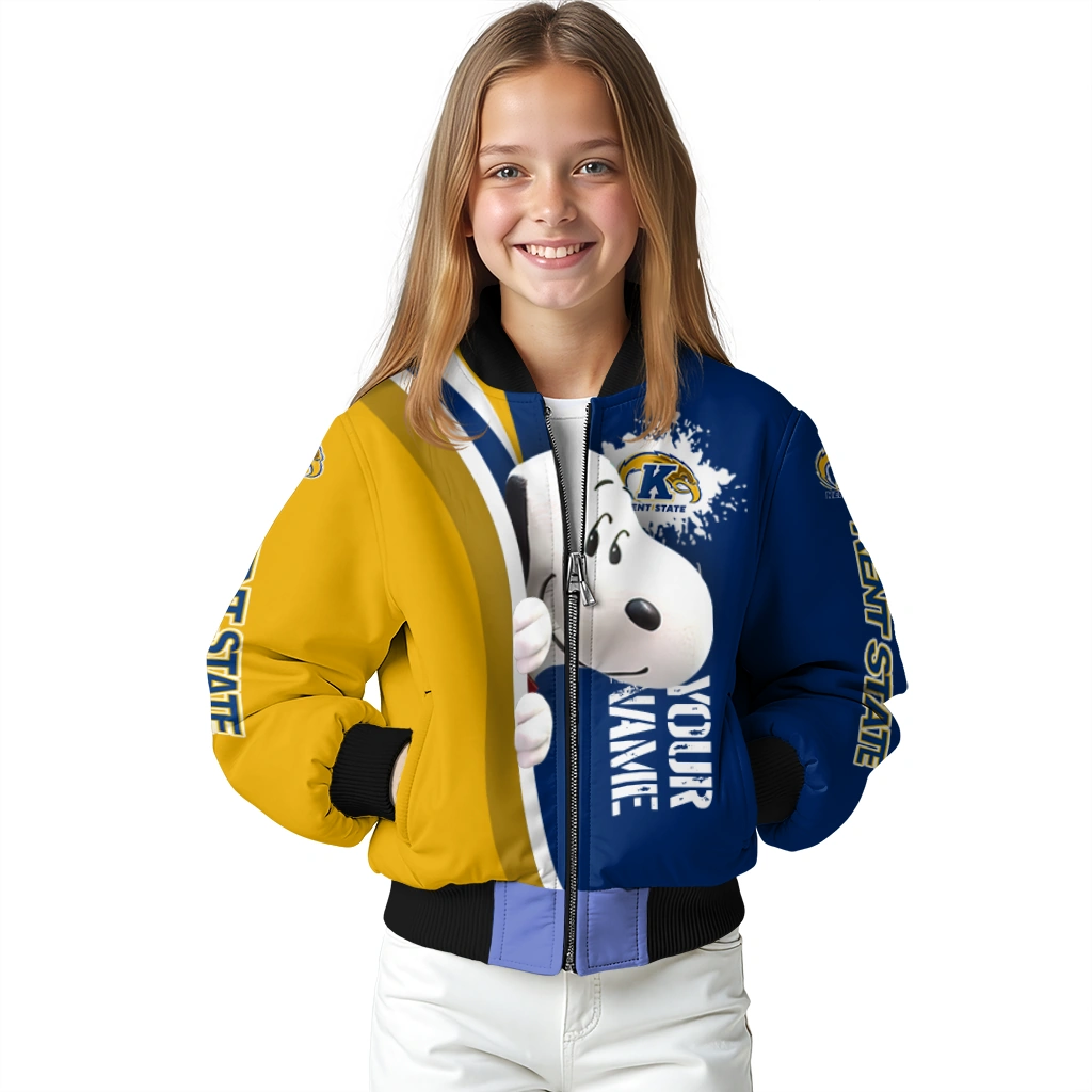 customized kent state golden flashes snoopy head navy blue bomber jacket top rated customized kent state golden flashes snoopy head navy blue bomber jacket top rated
