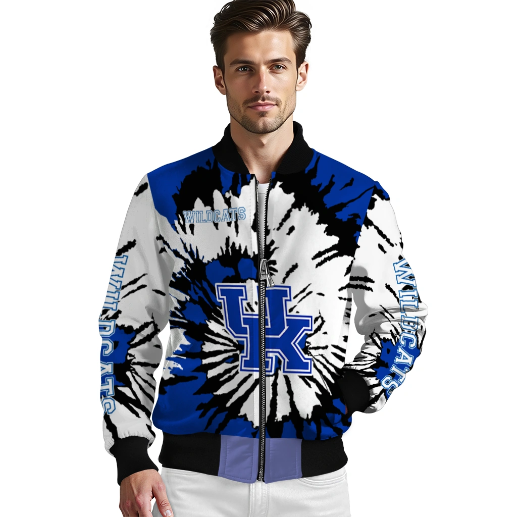 customized kentucky wildcats burst splatter blue bomber jacket high quality customized kentucky wildcats burst splatter blue bomber jacket high quality