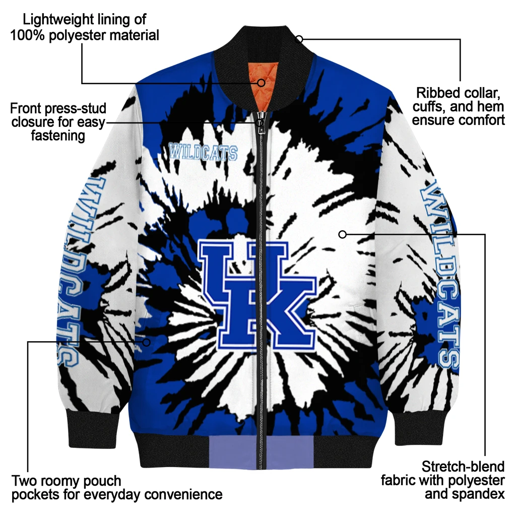 customized kentucky wildcats burst splatter blue bomber jacket new arrival customized kentucky wildcats burst splatter blue bomber jacket new arrival