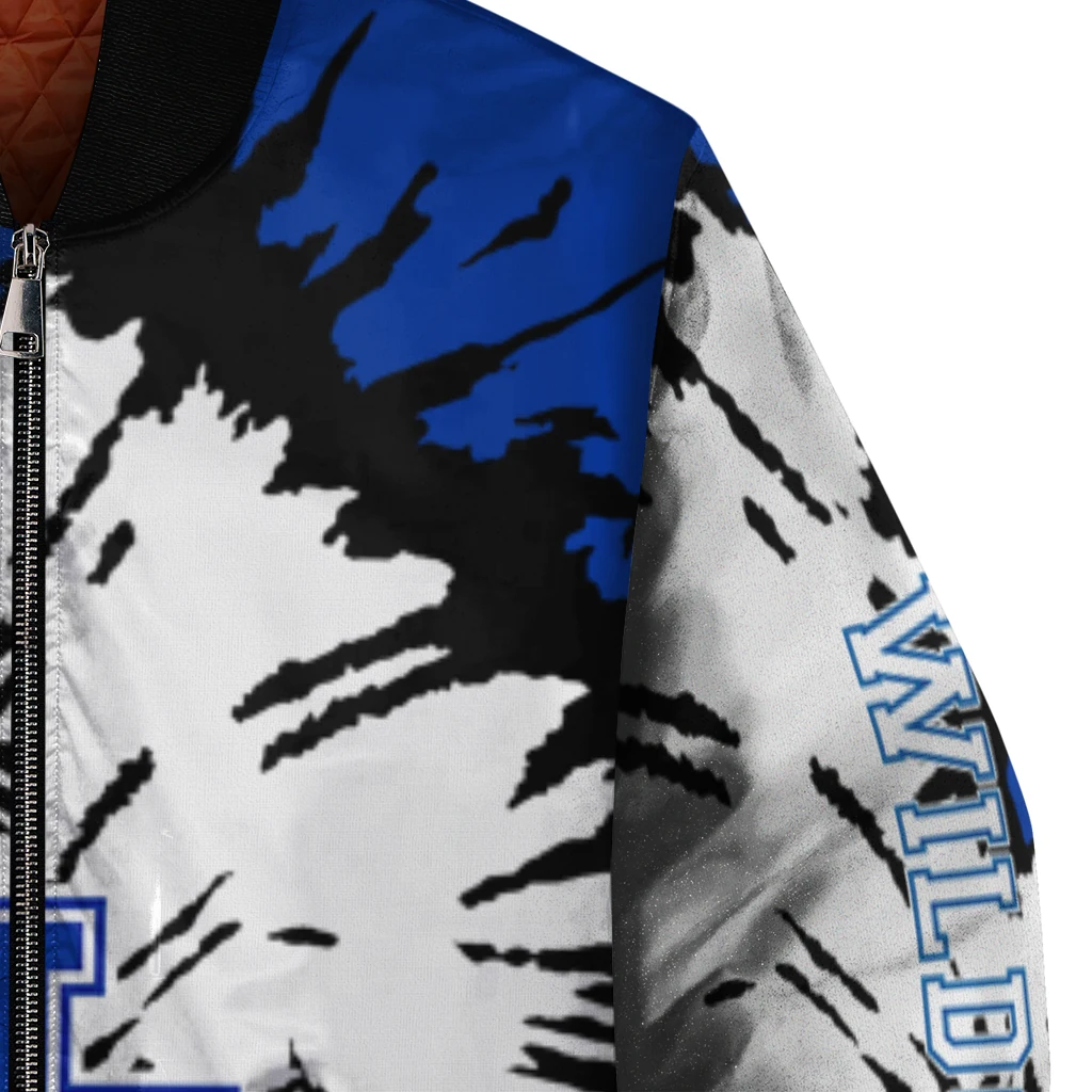 customized kentucky wildcats burst splatter blue bomber jacket premium grade customized kentucky wildcats burst splatter blue bomber jacket premium grade
