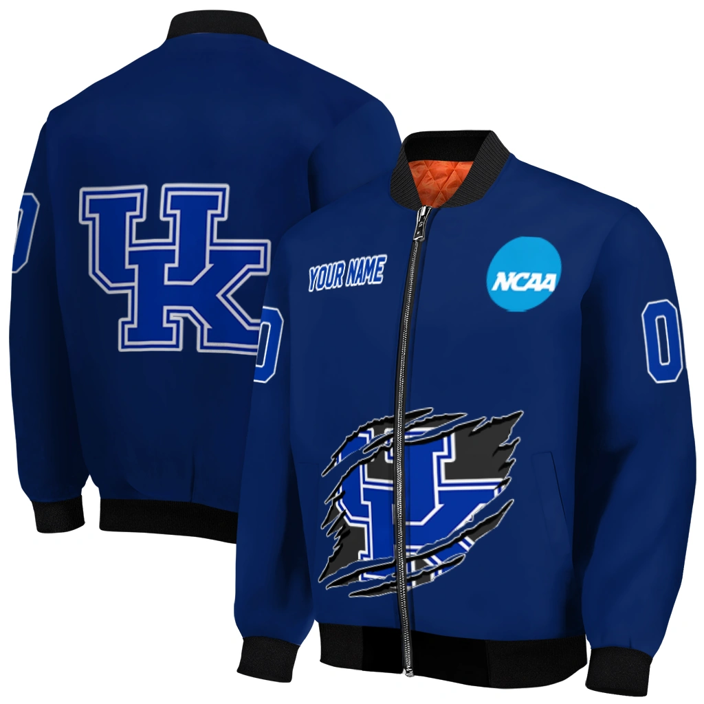 customized kentucky wildcats claw mark blue bomber jacket best selling customized kentucky wildcats claw mark blue bomber jacket best selling