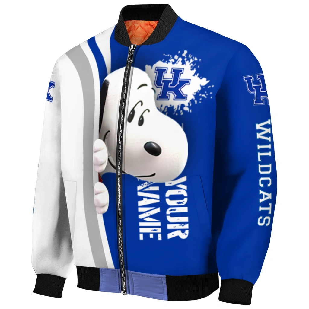customized kentucky wildcats snoopy head blue bomber jacket fashion forward customized kentucky wildcats snoopy head blue bomber jacket fashion forward