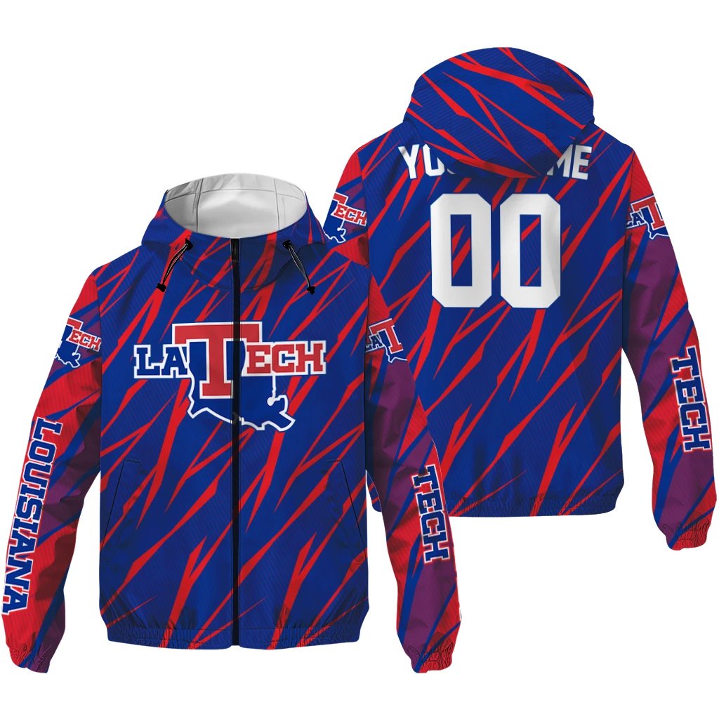 customized la tech abstract streaks blue windbreaker jacket high quality customized la tech abstract streaks blue windbreaker jacket high quality
