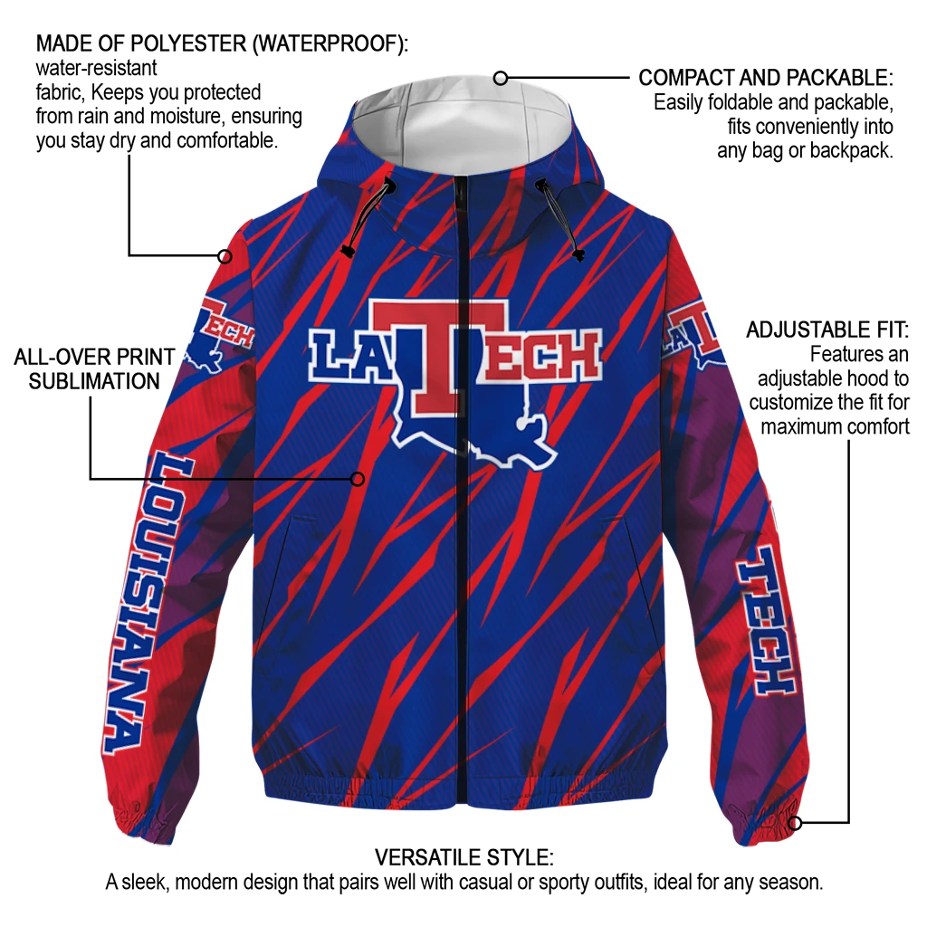 customized la tech abstract streaks blue windbreaker jacket new arrival customized la tech abstract streaks blue windbreaker jacket new arrival