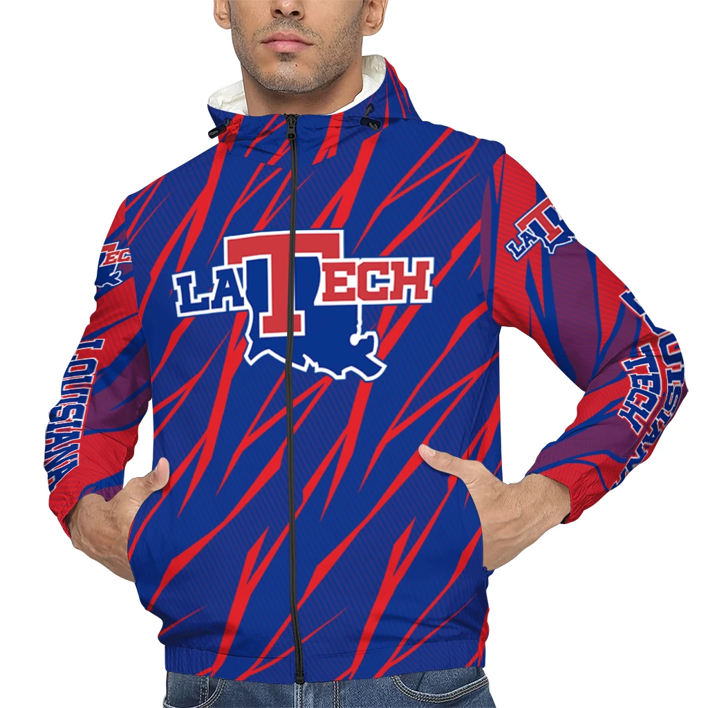 customized la tech abstract streaks blue windbreaker jacket top rated customized la tech abstract streaks blue windbreaker jacket top rated