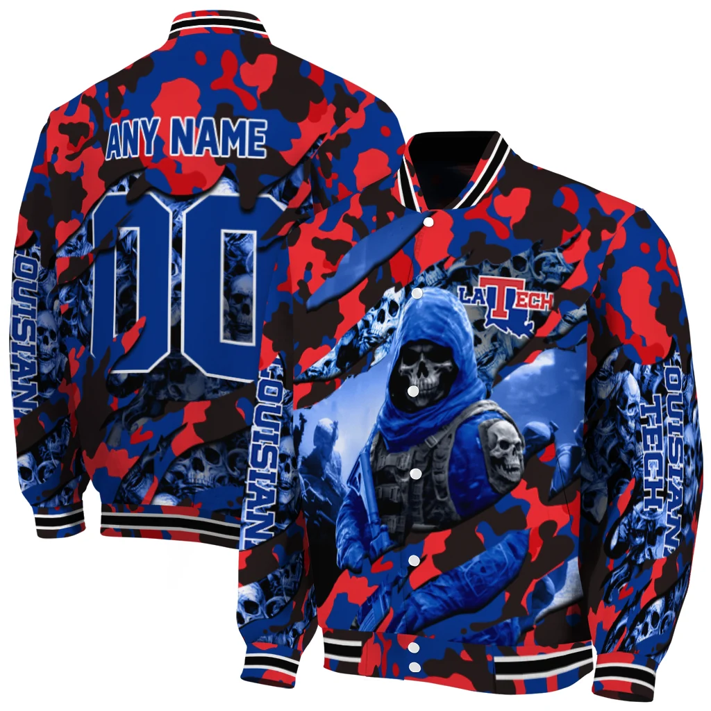 customized la tech skull horde blue varsity jacket fashion forward customized la tech skull horde blue varsity jacket fashion forward