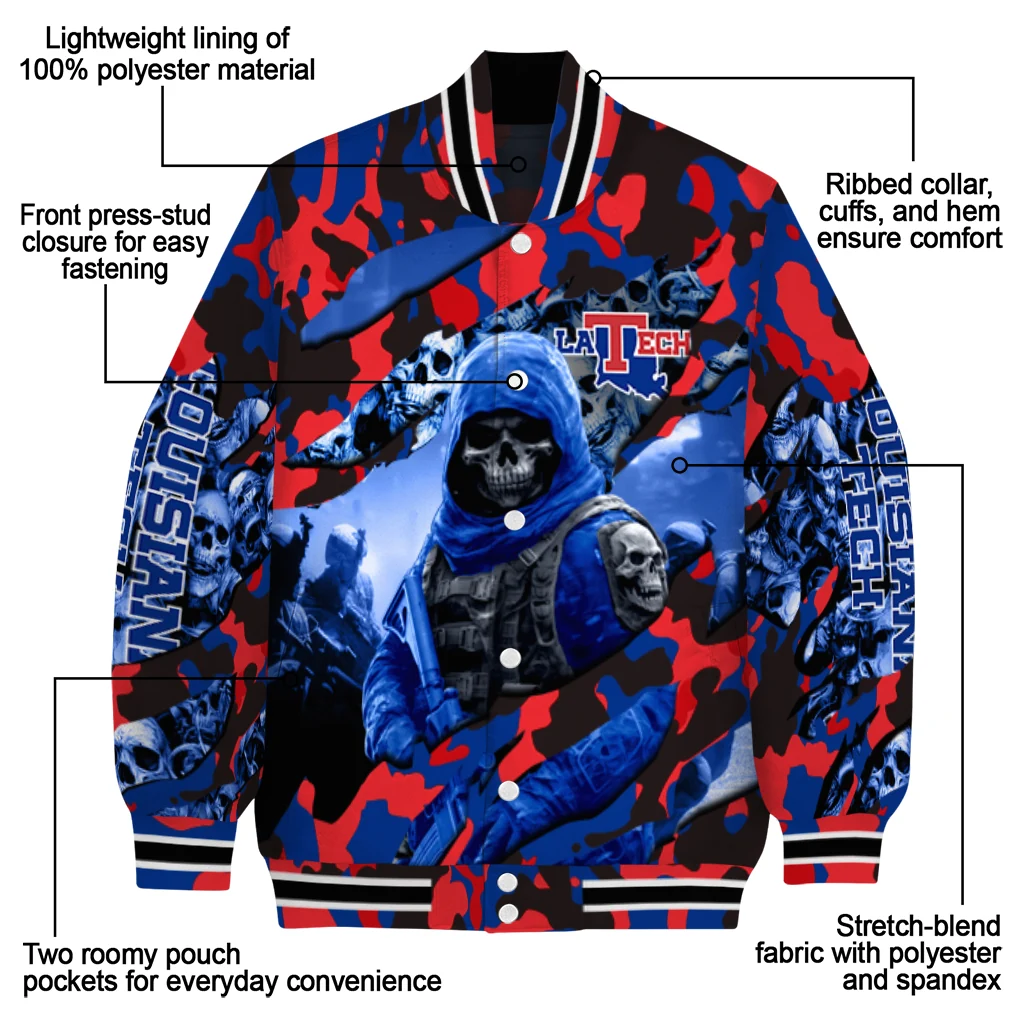 customized la tech skull horde blue varsity jacket new arrival customized la tech skull horde blue varsity jacket new arrival