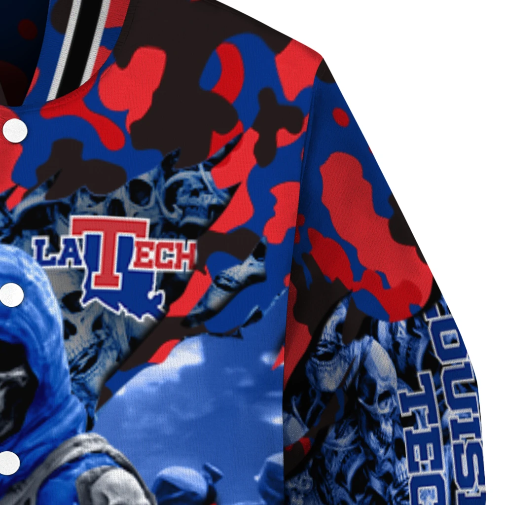 customized la tech skull horde blue varsity jacket premium grade customized la tech skull horde blue varsity jacket premium grade