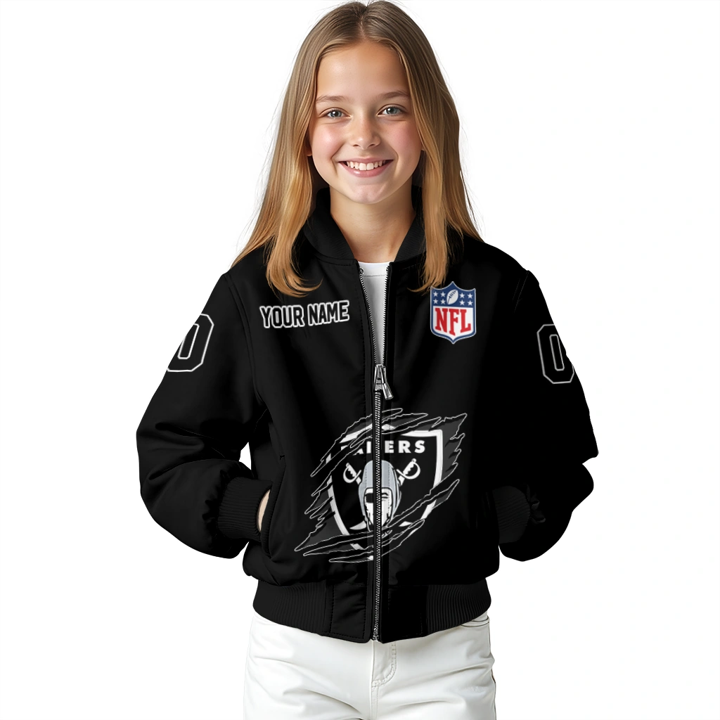 customized las vegas raiders claw scratch black bomber jacket top rated customized las vegas raiders claw scratch black bomber jacket top rated
