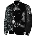 customized las vegas raiders skull cluster black varsity jacket best selling