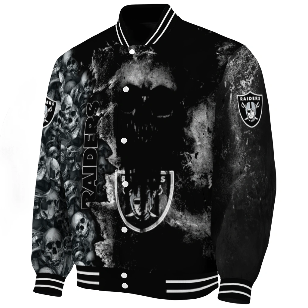 customized las vegas raiders skull cluster black varsity jacket best selling customized las vegas raiders skull cluster black varsity jacket best selling