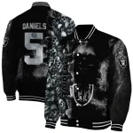 customized las vegas raiders skull cluster black varsity jacket best selling