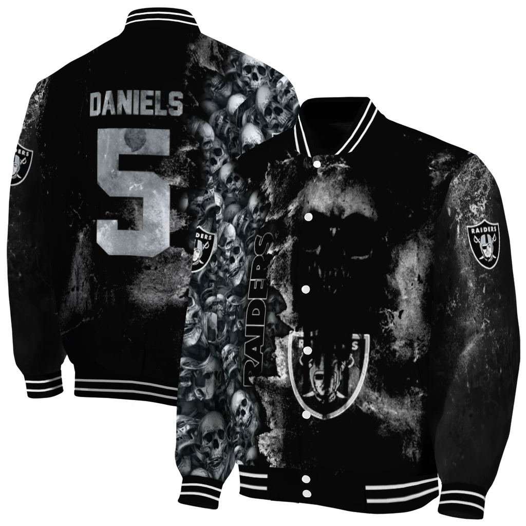 customized las vegas raiders skull cluster black varsity jacket fashion forward customized las vegas raiders skull cluster black varsity jacket fashion forward
