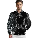 customized las vegas raiders skull cluster black varsity jacket best selling