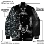 customized las vegas raiders skull cluster black varsity jacket best selling