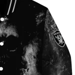 customized las vegas raiders skull cluster black varsity jacket best selling