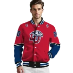 customized liberty flames chevron style red varsity jacket best selling