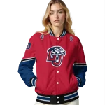 customized liberty flames chevron style red varsity jacket best selling