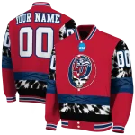 customized liberty flames circle skull red black varsity jacket best selling
