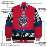 customized liberty flames circle skull red black varsity jacket best selling